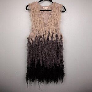 Freeway ombré shaggy faux fur vest-L